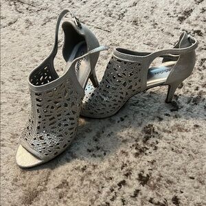 Sparkly Silver Cutout Heels